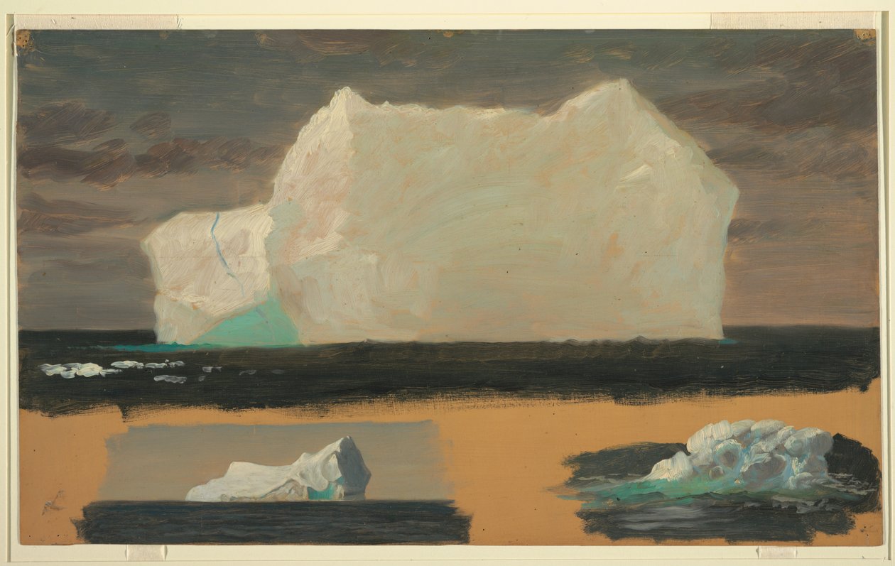 Desenho, Icebergs flutuantes perto de Twillingate, Terra Nova, 4 de julho de 1859 de Frederic Edwin Church