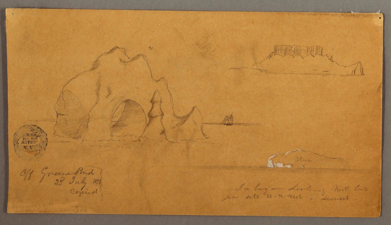 Desenho, Icebergues flutuantes, possivelmente 1859 de Frederic Edwin Church