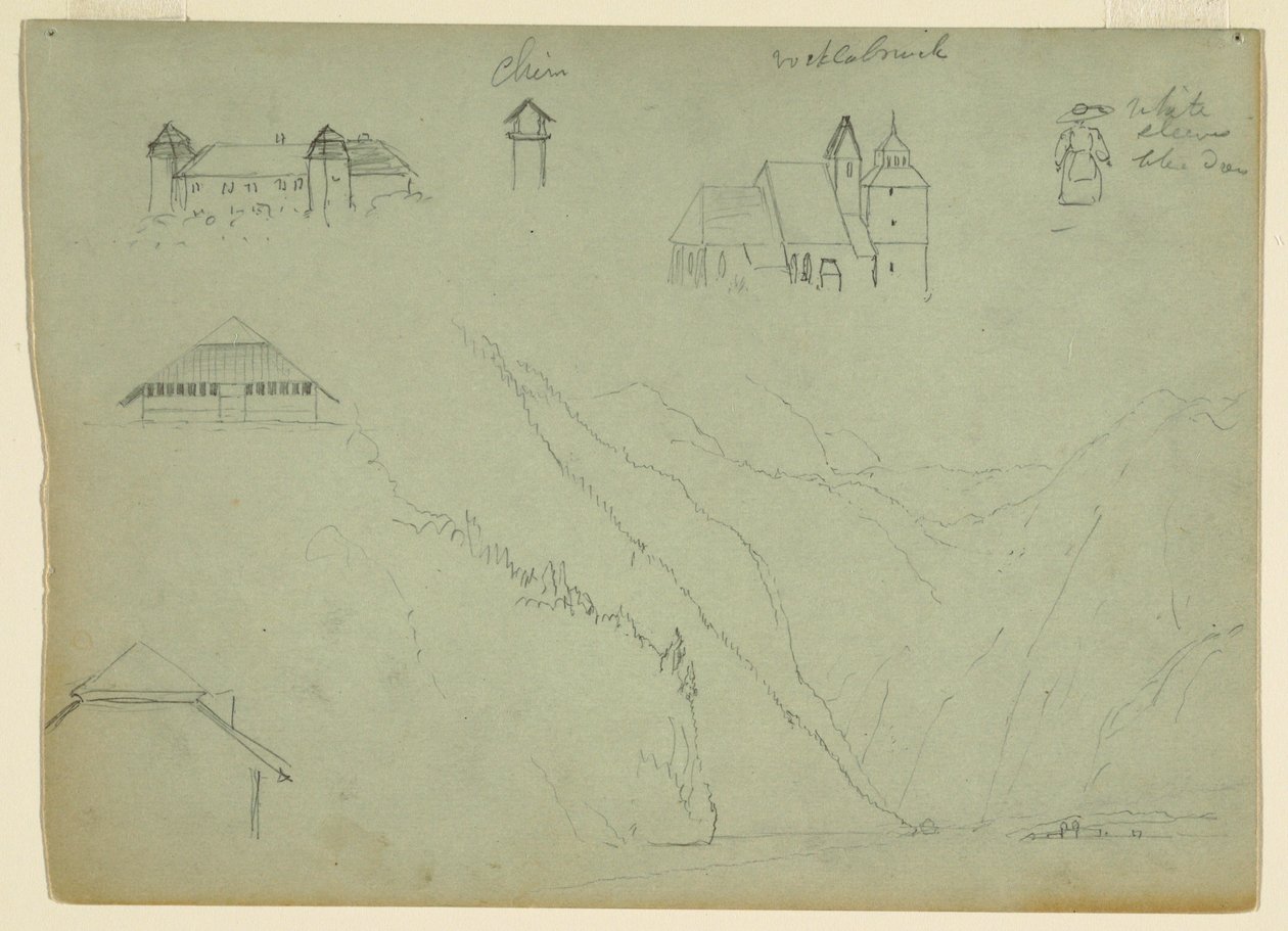 Desenho, De Salzkammergut, Áustria e o Konigssee, perto de Berchtesgaden, Baviera, julho de 1868 de Frederic Edwin Church