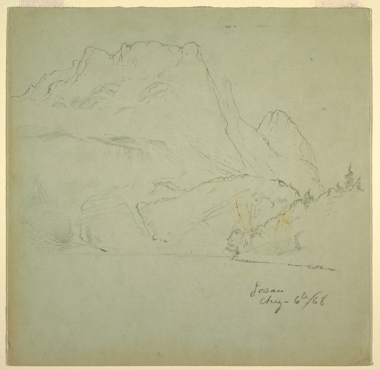 Desenho, De um dos lagos Gosau, Salzkammergut, 6 de agosto de 1868 de Frederic Edwin Church
