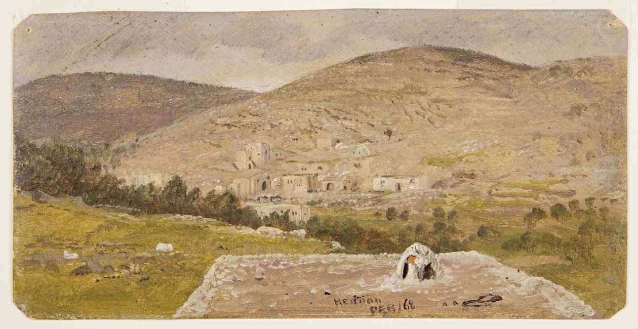 Desenho, Hebron, vista geral, fevereiro de 1868 de Frederic Edwin Church