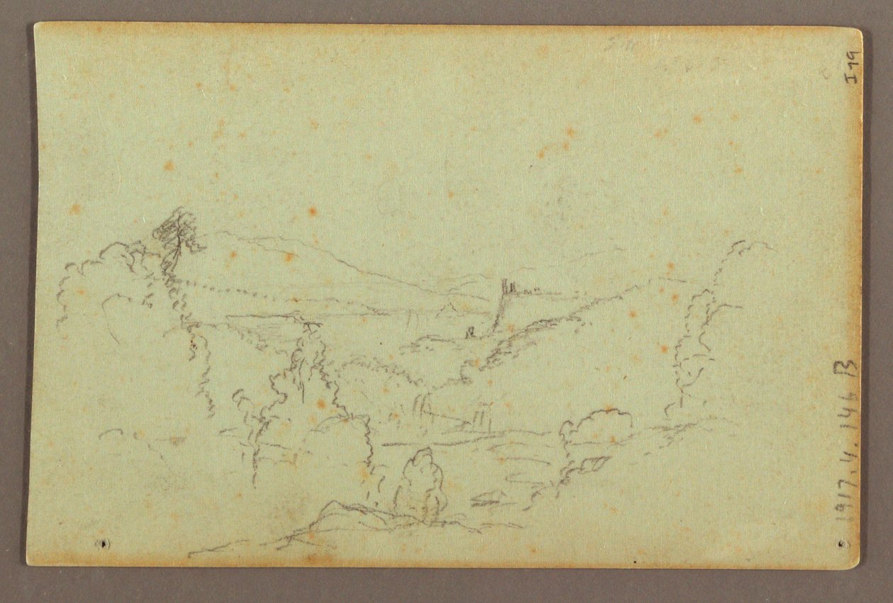Desenho, Hennequin Point e as cataratas americanas, rio Niagara, possivelmente 1856 de Frederic Edwin Church