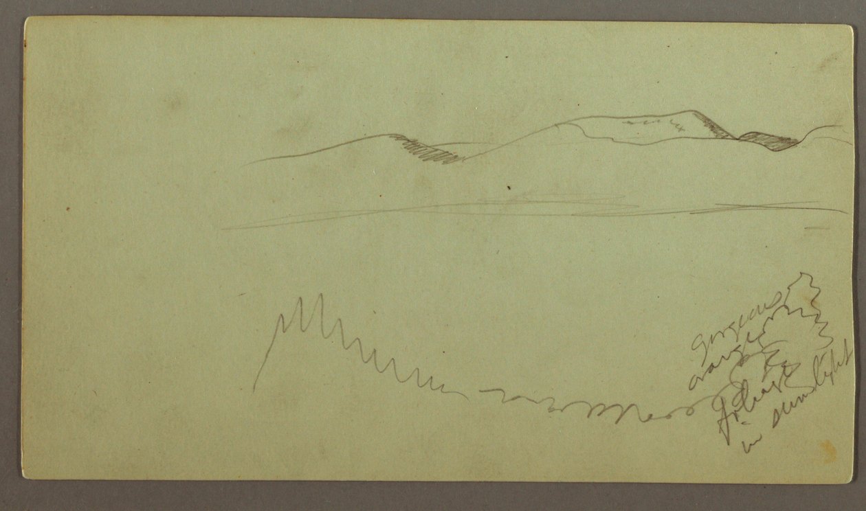 Desenho, Cordilheira através de uma planície, possivelmente 1868 de Frederic Edwin Church