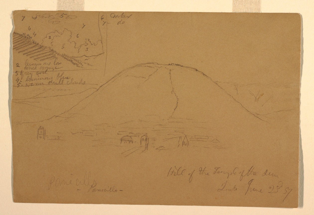 Desenho, Colina do Templo do Sol, Quito, Equador, 23 de junho de 1857 de Frederic Edwin Church