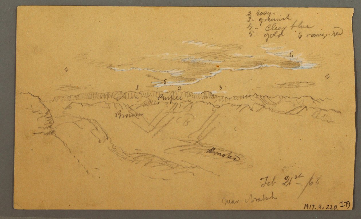 Desenho, Hillside, fevereiro de 1869  de Frederic Edwin Church