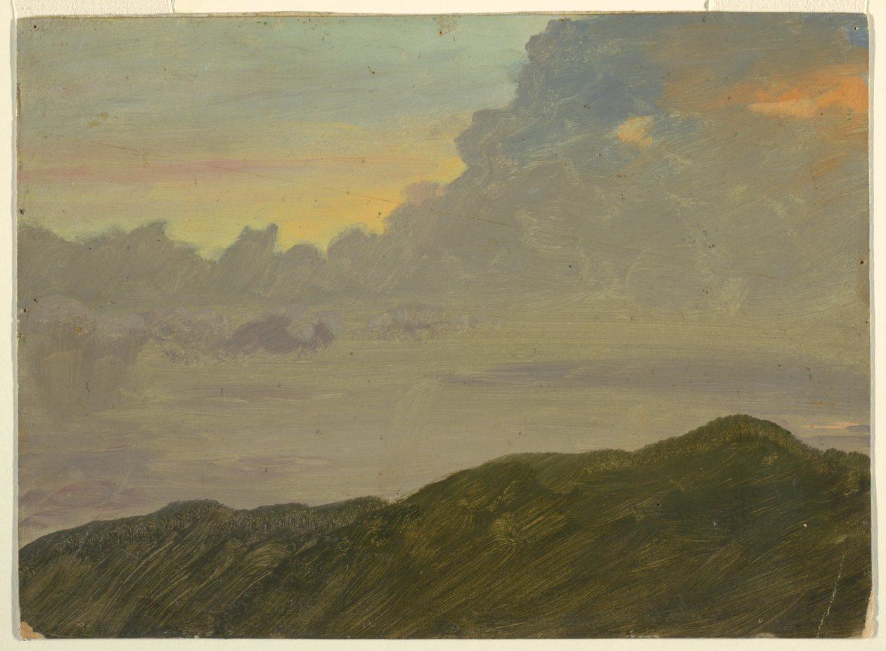 Desenho, topo de colina e nuvens, 1865-66 de Frederic Edwin Church