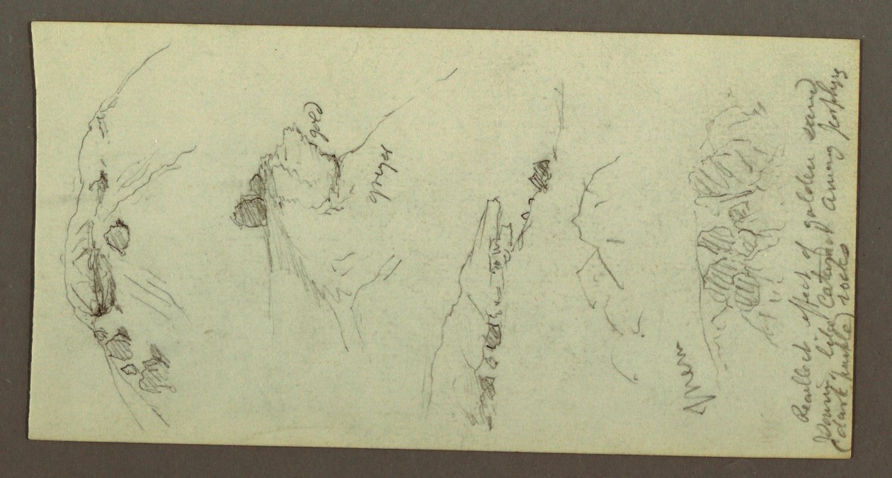 Desenho, Topos de colinas com rochedos, possivelmente 1868 de Frederic Edwin Church