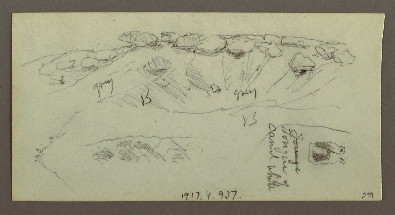 Desenho, Topos de colinas com rochedos, possivelmente 1868 de Frederic Edwin Church