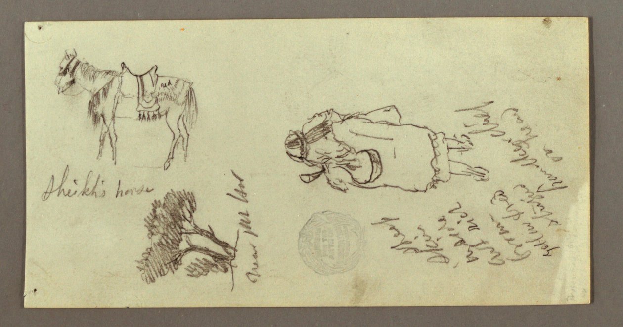 Desenho, Cavalo, Figura de costas, Árvores, possivelmente 1868 de Frederic Edwin Church