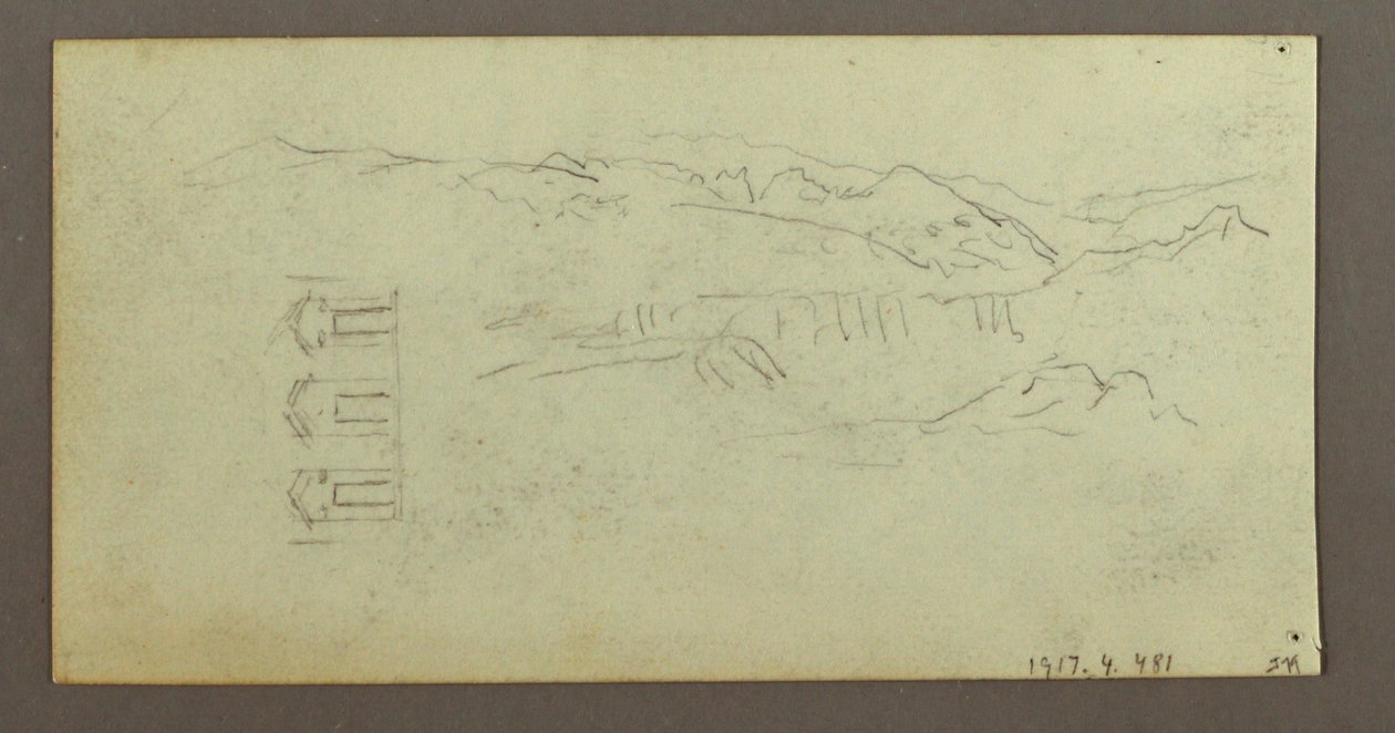 Desenho, Cavalo, Figura de costas, Árvores, possivelmente 1868 de Frederic Edwin Church
