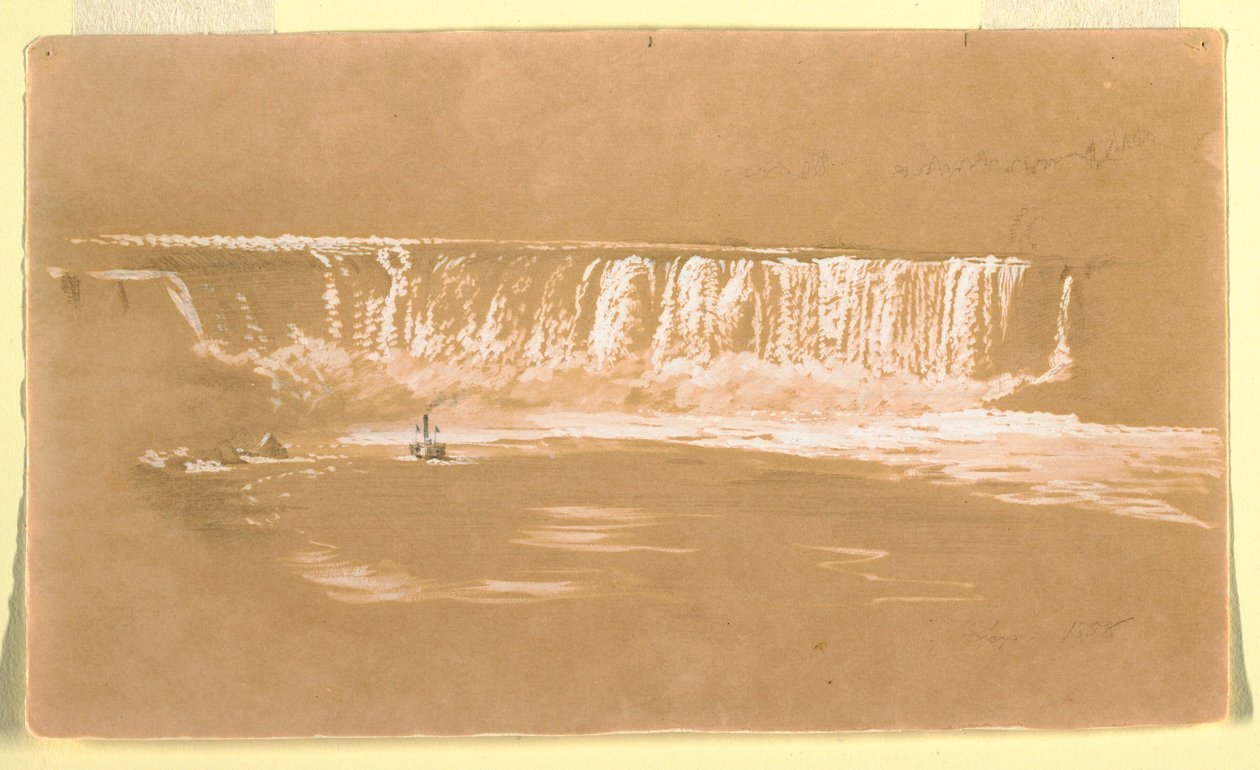 Desenho, Queda em ferradura a partir do Norte, Niágara, setembro de 1858 de Frederic Edwin Church