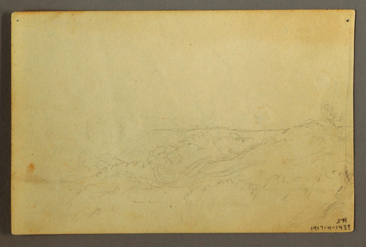 Desenho, Casa no bosque junto a um riacho, abril de 1845 de Frederic Edwin Church