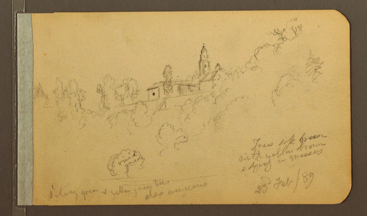 Desenho, Casas, Steeple, 23 de fevereiro de 1889 de Frederic Edwin Church