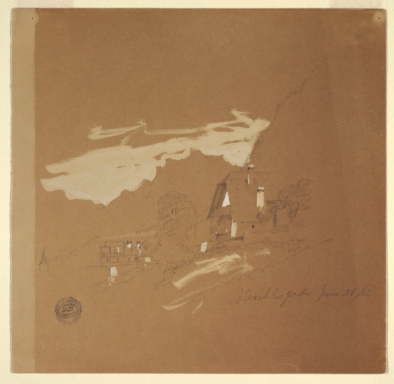 Desenho, Casas perto de Berchtesgaden, Baviera, 26 de julho de 1868 de Frederic Edwin Church