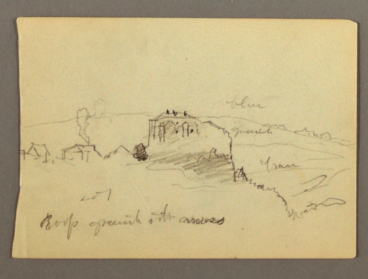 Desenho, Casas no cimo da colina, possivelmente 1868-69 de Frederic Edwin Church