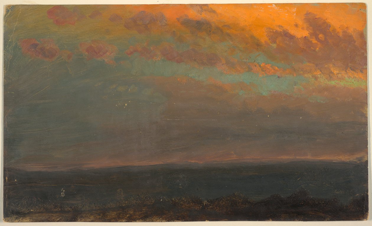 Desenho, Hudson Valley  ao pôr do sol, 1870-80 de Frederic Edwin Church