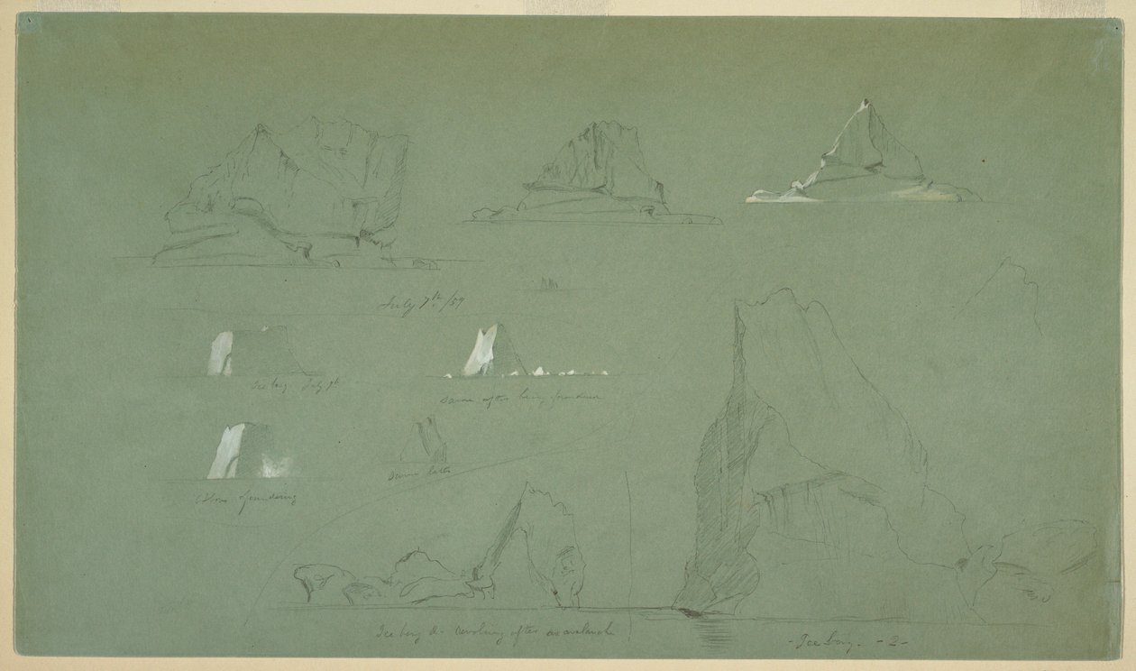 Desenho, Icebergs, 7 e 9 de julho de 1859 de Frederic Edwin Church