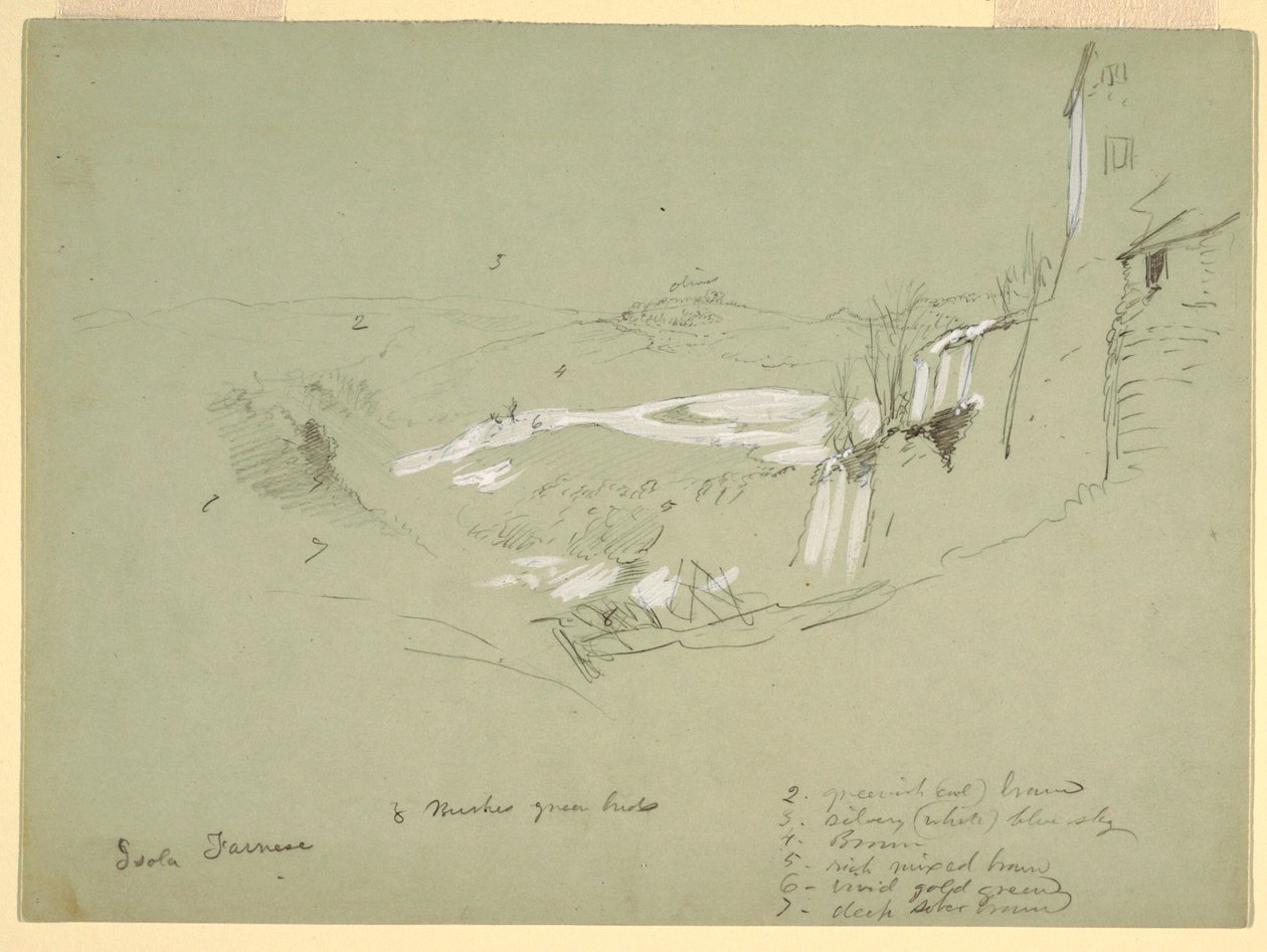 Desenho, Isola Farnese na Campagna Romana, Itália, maio de 1869 de Frederic Edwin Church