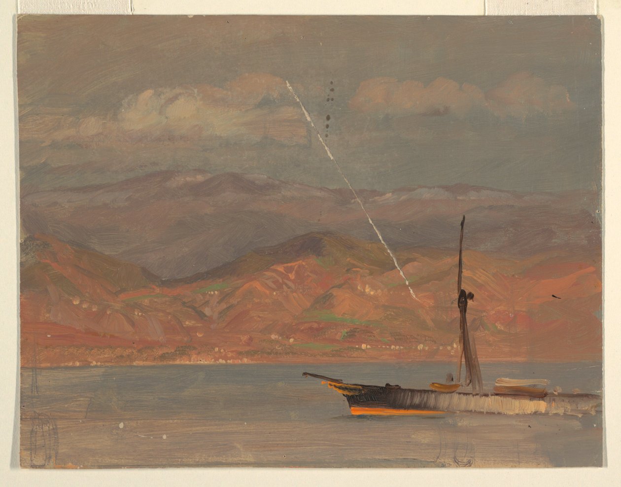 Desenho, Costa Italiana, ao largo do Estreito de Messina, julho de 1868 de Frederic Edwin Church