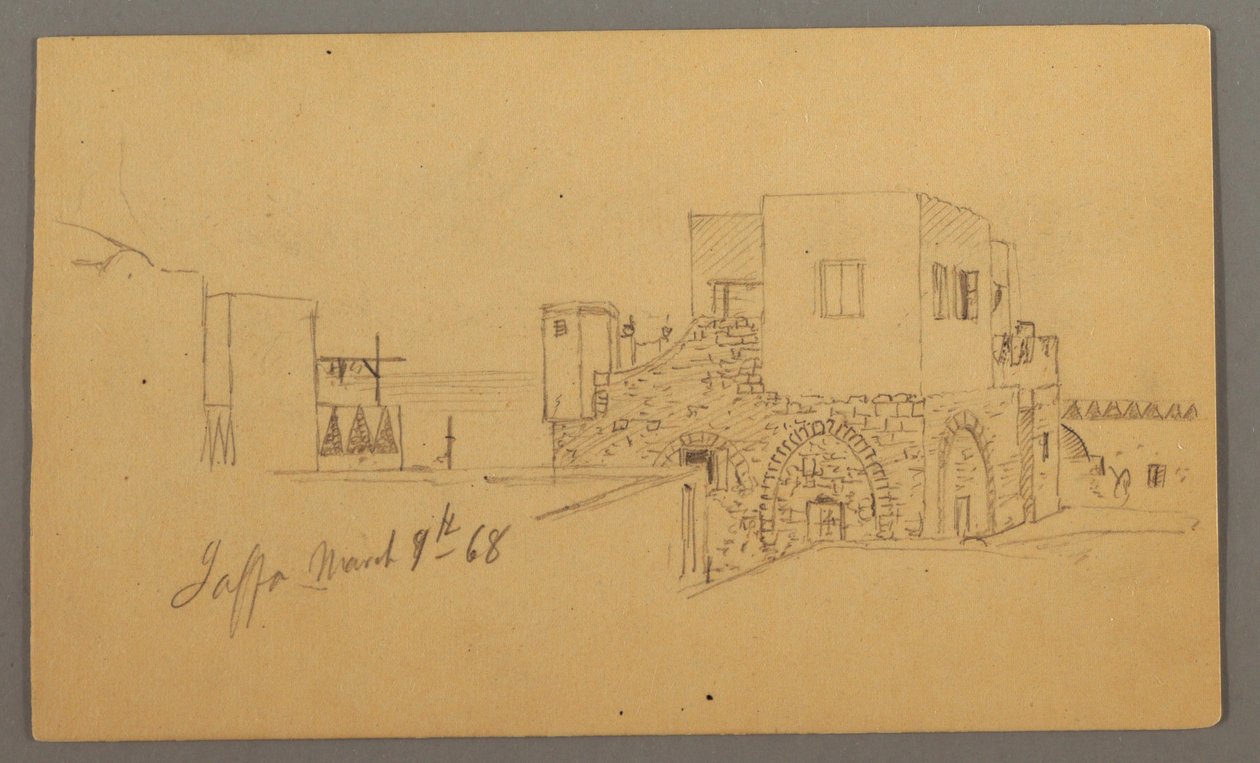 Desenho, esquina da rua Jaffa, Palestina [Tel Aviv, Israel], 9 de março de 1868 de Frederic Edwin Church