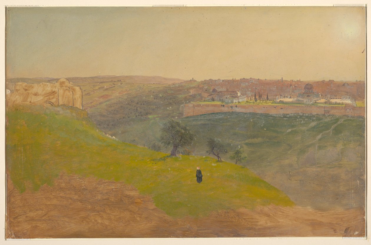 Desenho, Jerusalém vista do Monte das Oliveiras, março de 1868 de Frederic Edwin Church