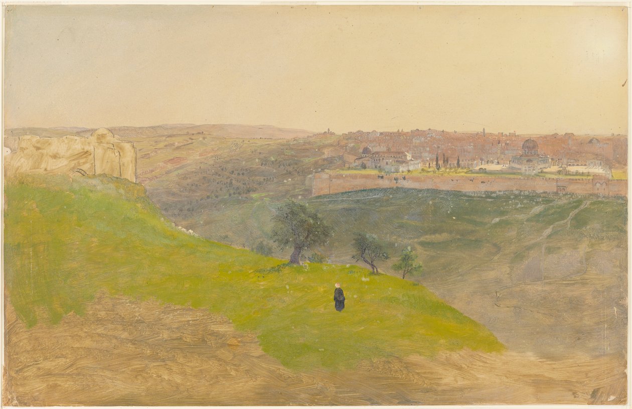 Desenho, Jerusalém vista do Monte das Oliveiras, março de 1868 de Frederic Edwin Church