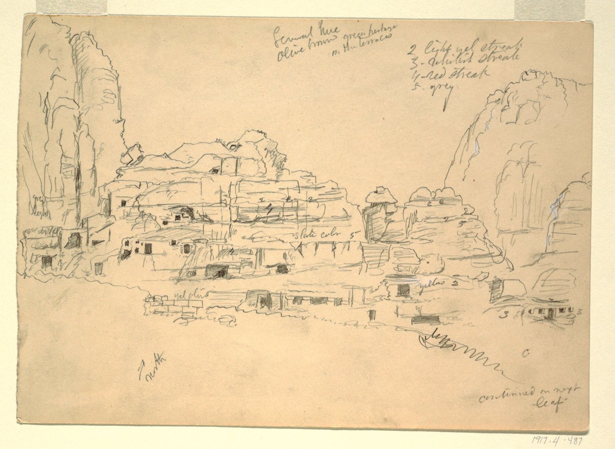 Desenho, Khirbet-en-Nasara, Petra, Jordânia, 26 de fevereiro de 1868 de Frederic Edwin Church