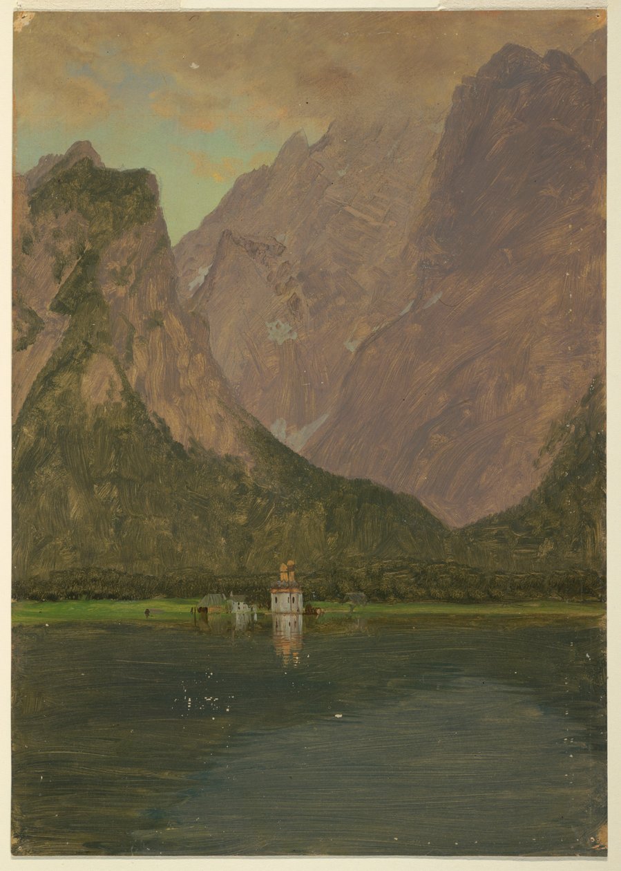 Desenho, Koenigsee, perto de Berchtesgaden, Baviera, 1868 de Frederic Edwin Church