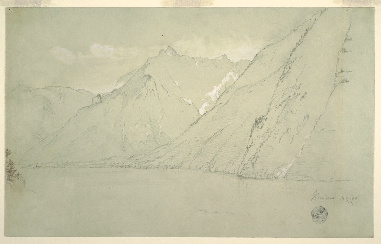 Desenho, Königssee a partir do Falkenstein, julho de 1868 de Frederic Edwin Church