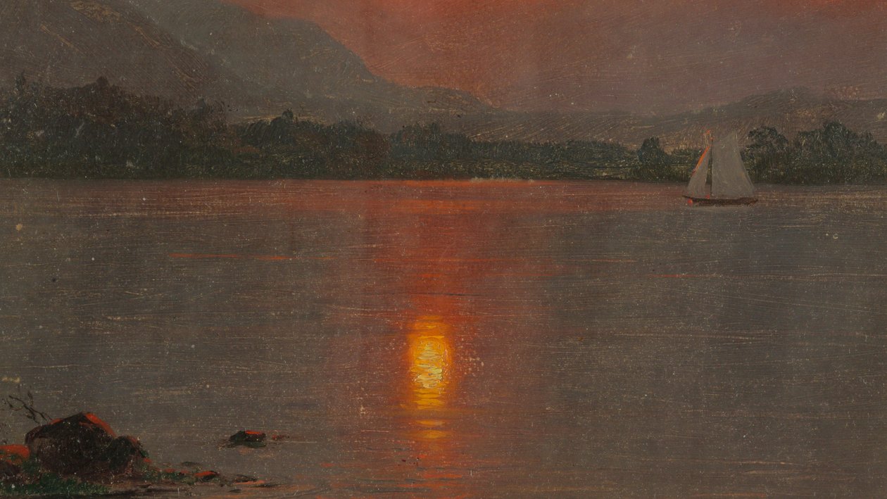 Desenho, Lago Millinocket, pôr do sol, 1870-80 de Frederic Edwin Church