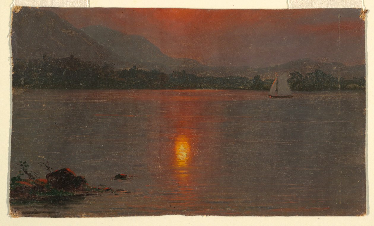 Desenho, Lago Millinocket, pôr do sol, 1870-80 de Frederic Edwin Church