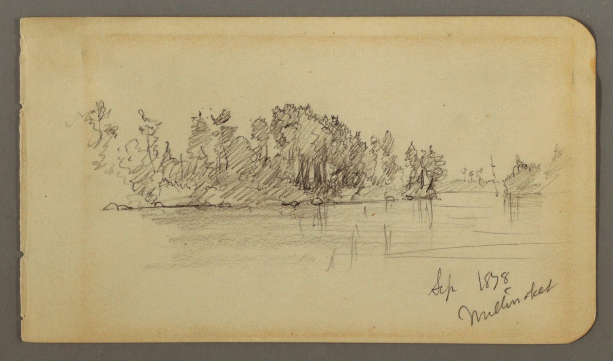 Desenho, Lago e margem arborizada, 1878 de Frederic Edwin Church