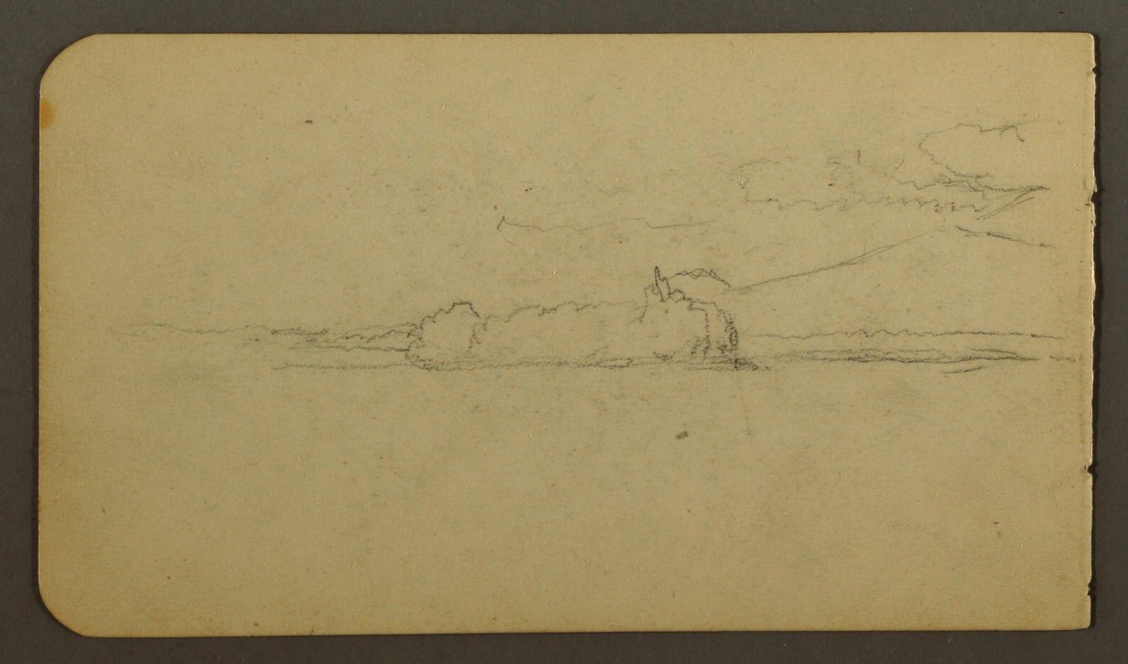 Desenho, Lago com vista para o Monte Katahdin, 1878 de Frederic Edwin Church
