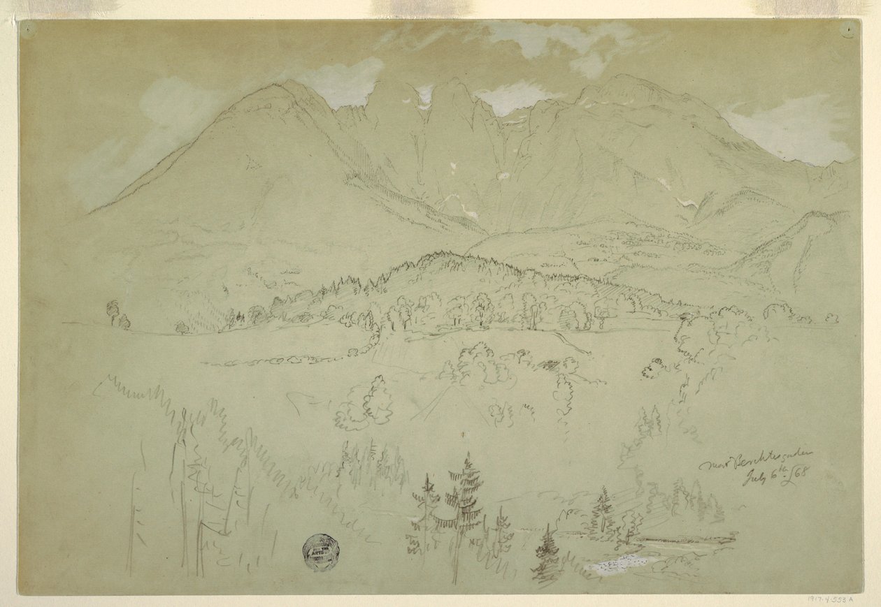 Desenho, Paisagem, Berchtesgaden, Baviera, 6 de julho de 1868 de Frederic Edwin Church
