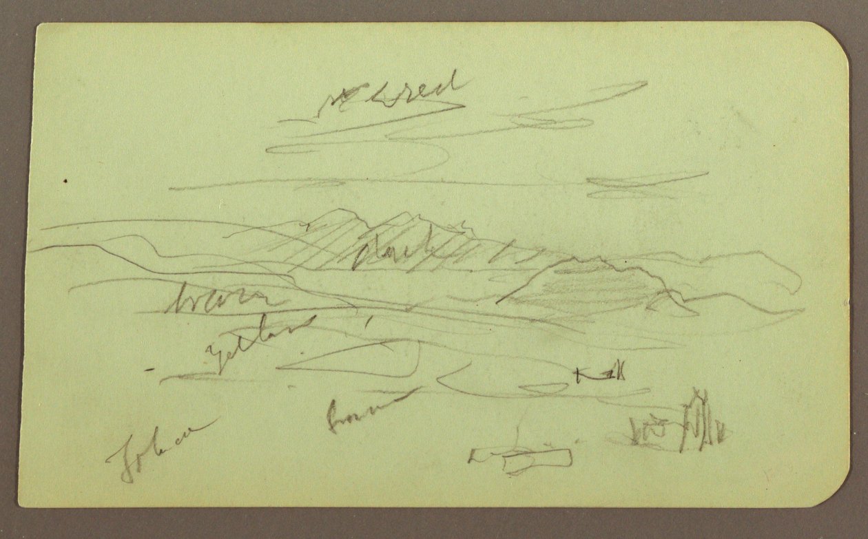 Desenho, Paisagem, Toluca; Verso: Montanha, Igreja, 1883 de Frederic Edwin Church