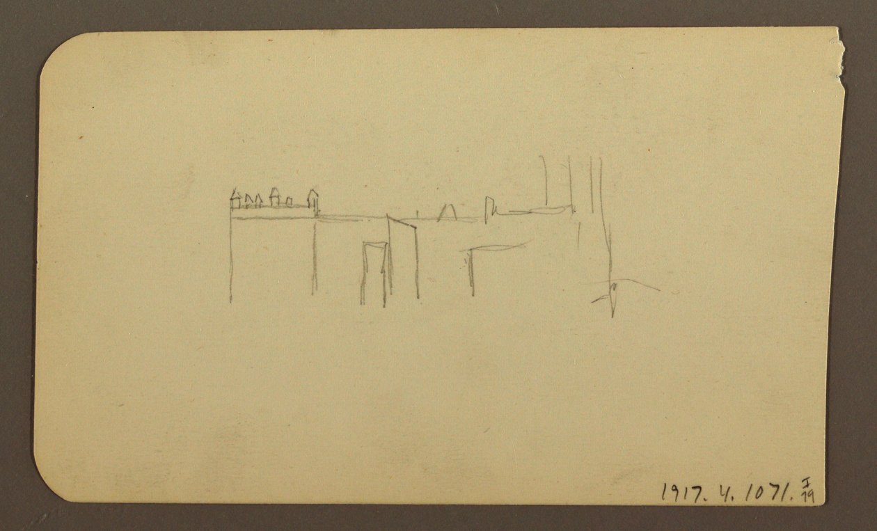 Desenho, Paisagem; Verso: Igreja, abril de 1885 de Frederic Edwin Church