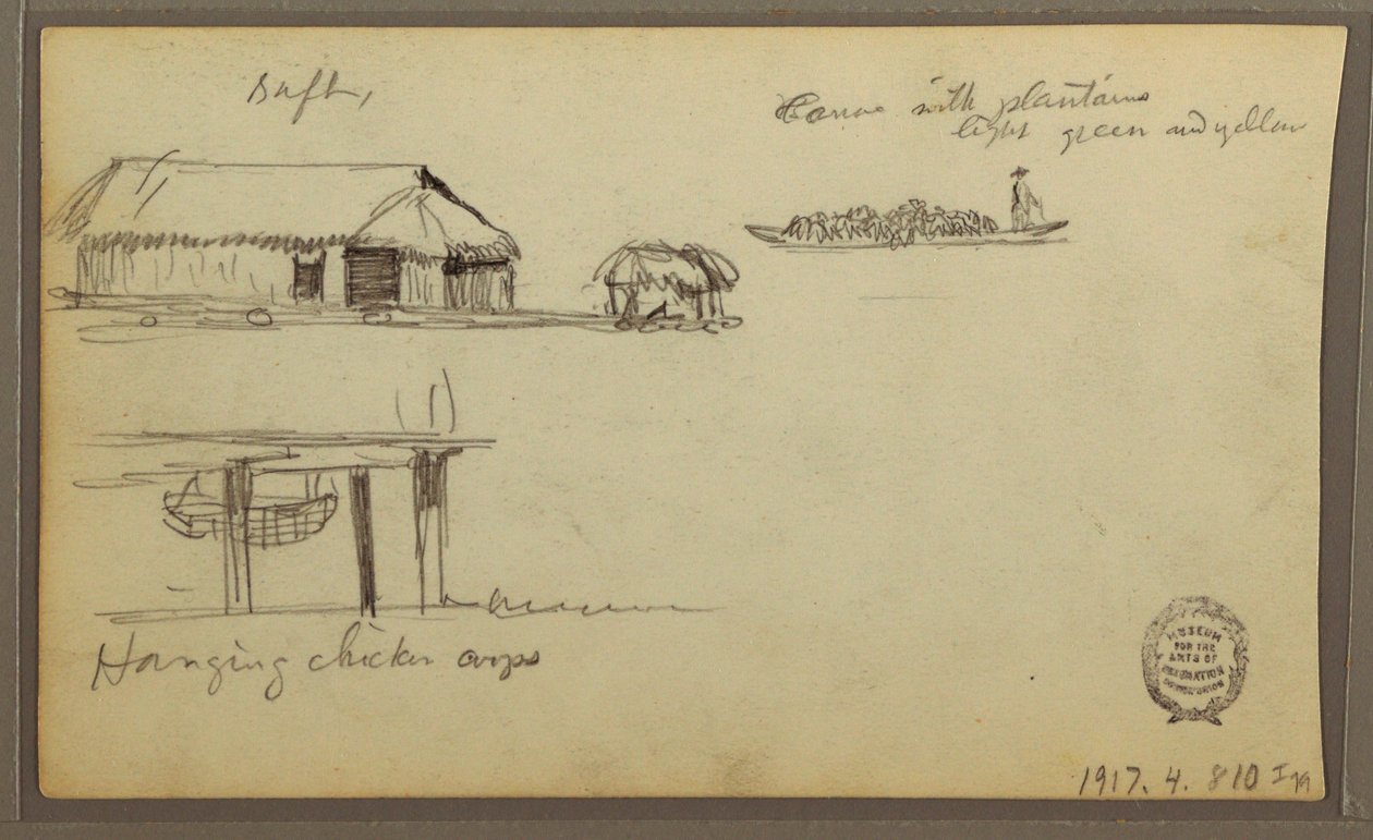 Desenho, Paisagem; Verso: Casas, Canoa, 1857 de Frederic Edwin Church