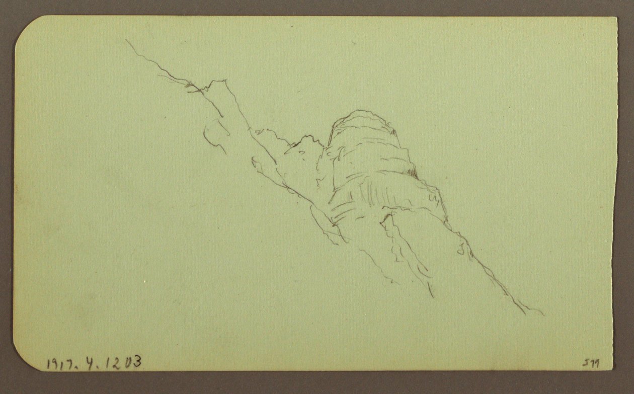 Desenho, Paisagem; Verso: Lado da montanha, 1883 de Frederic Edwin Church