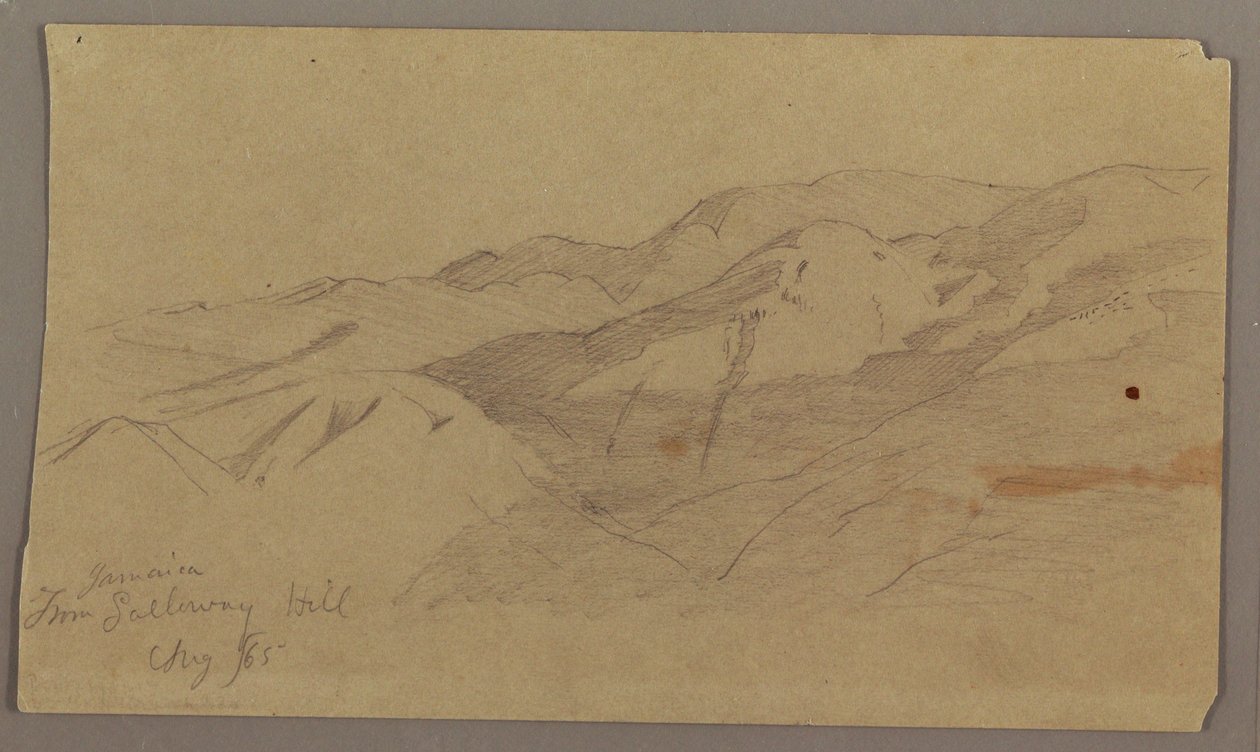 Desenho, Vista da paisagem de Farm Galleway Hill, Jamaica, Índias Ocidentais, agosto de 1865 de Frederic Edwin Church