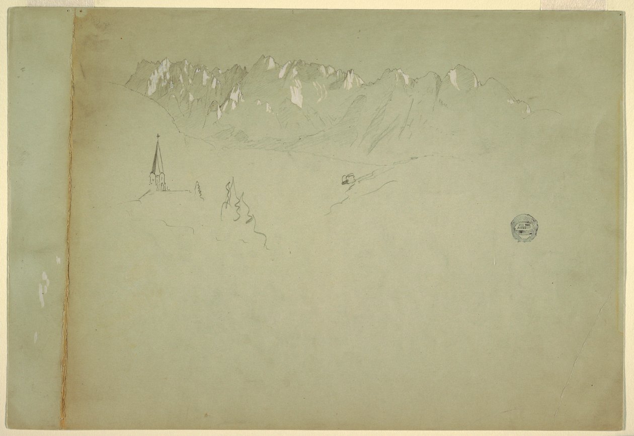 Desenho, Paisagem dos Alpes Austríacos, 1868 de Frederic Edwin Church