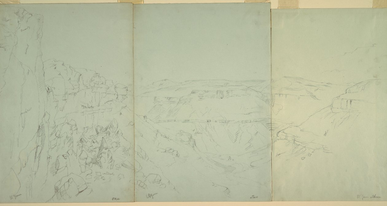 Desenho, Paisagem em El Yeman, 1868 de Frederic Edwin Church