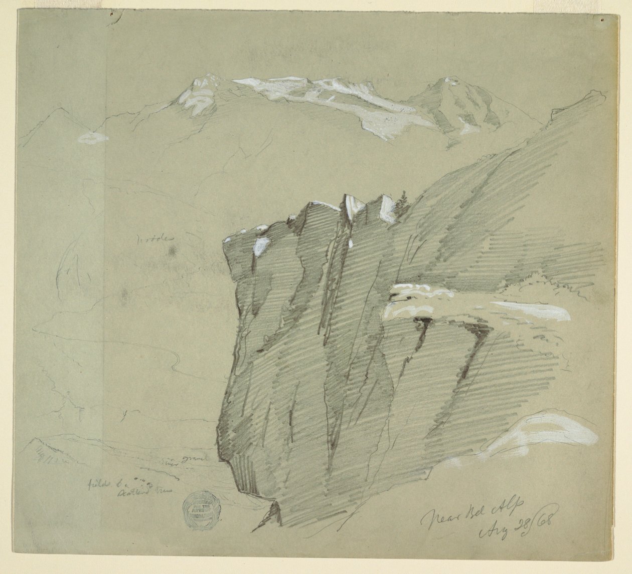 Desenho, Paisagem nos Alpes Berneses, 28 de agosto de 1868 de Frederic Edwin Church
