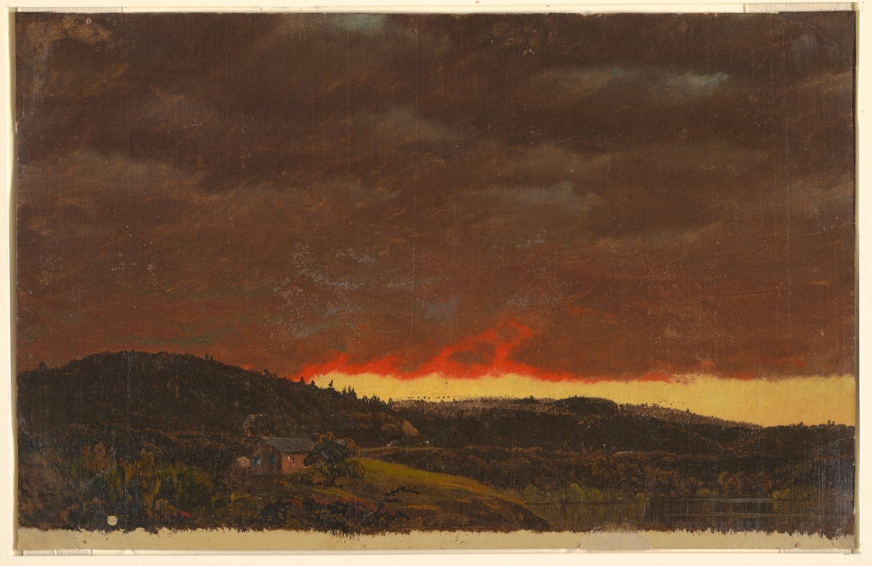 Desenho, Paisagem, pôr do sol, ca. 1845 de Frederic Edwin Church