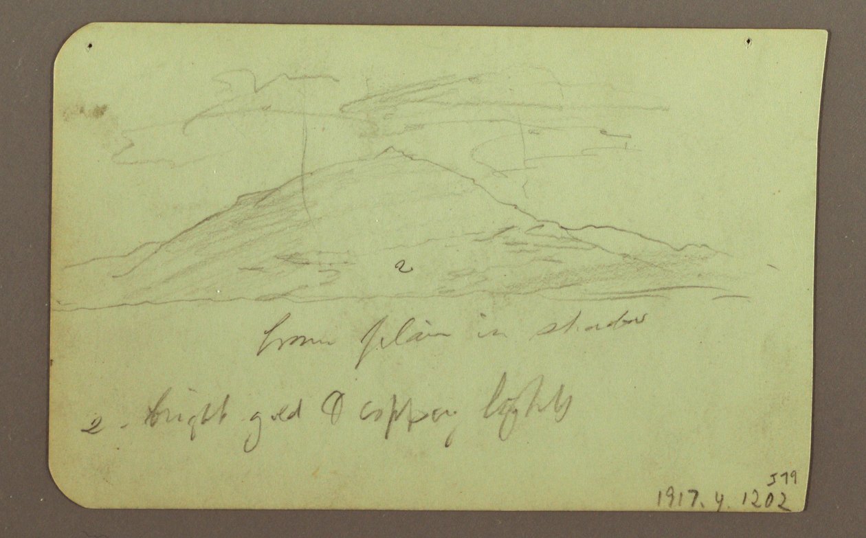Desenho, Paisagem com nuvens; Verso: Montanha, 1883 de Frederic Edwin Church