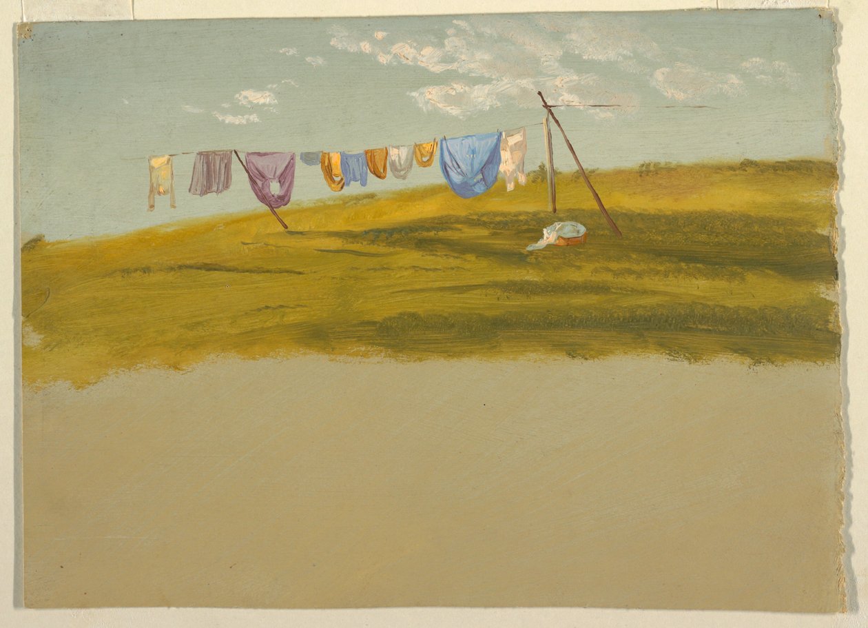 Desenho, Lavandaria pendurada para secar, ca. 1865-75 de Frederic Edwin Church