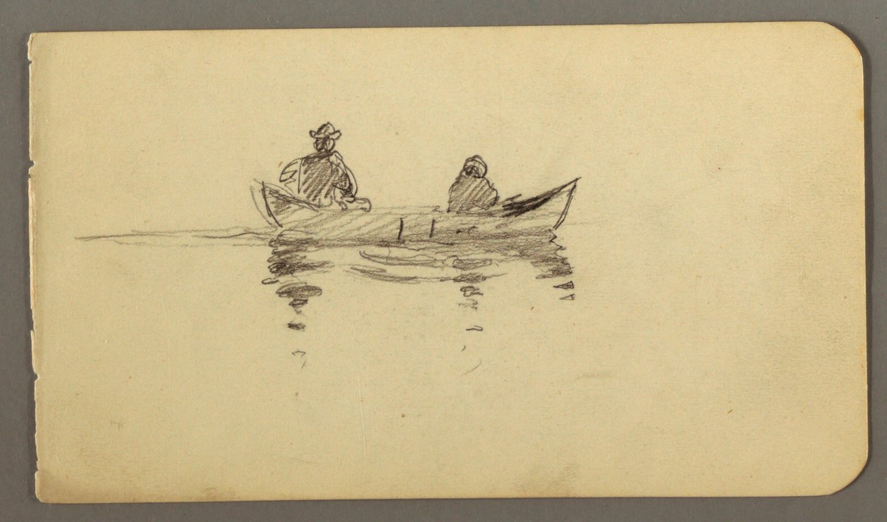 Desenho, Homem e mulher em canoa, possivelmente 1878 de Frederic Edwin Church