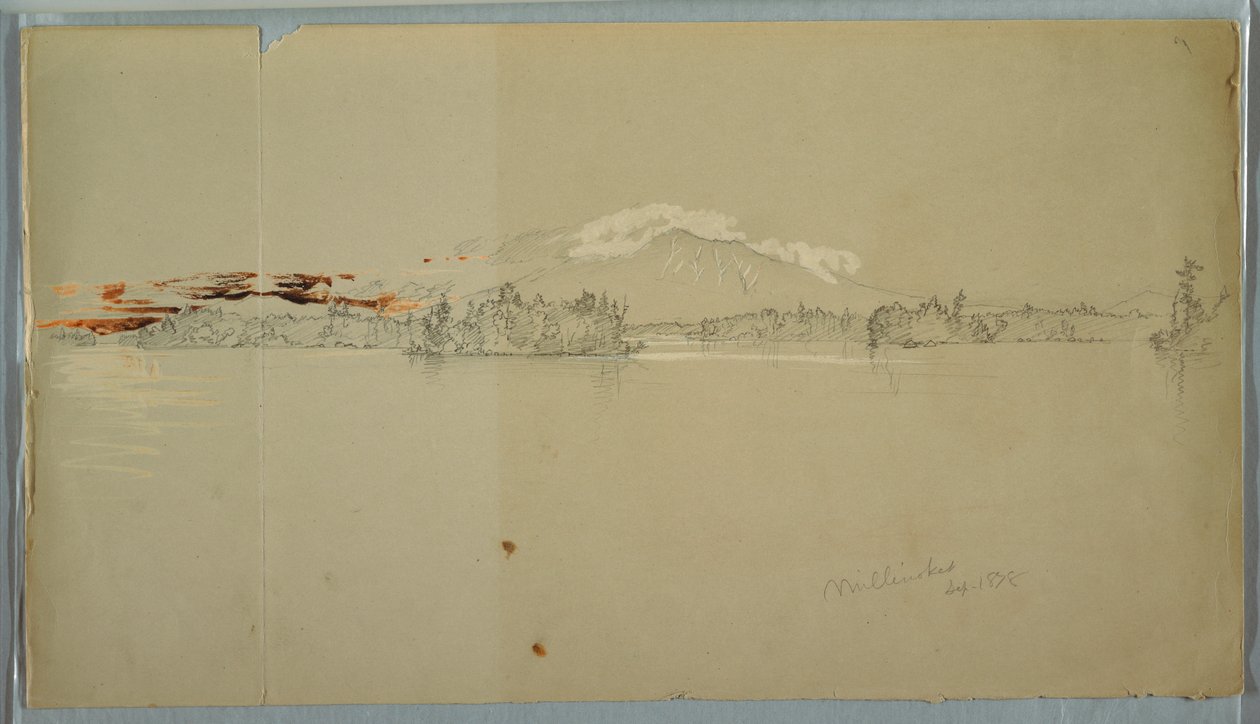 Desenho, Millinocket Lake, vista do Monte Katahdin, setembro de 1878 de Frederic Edwin Church