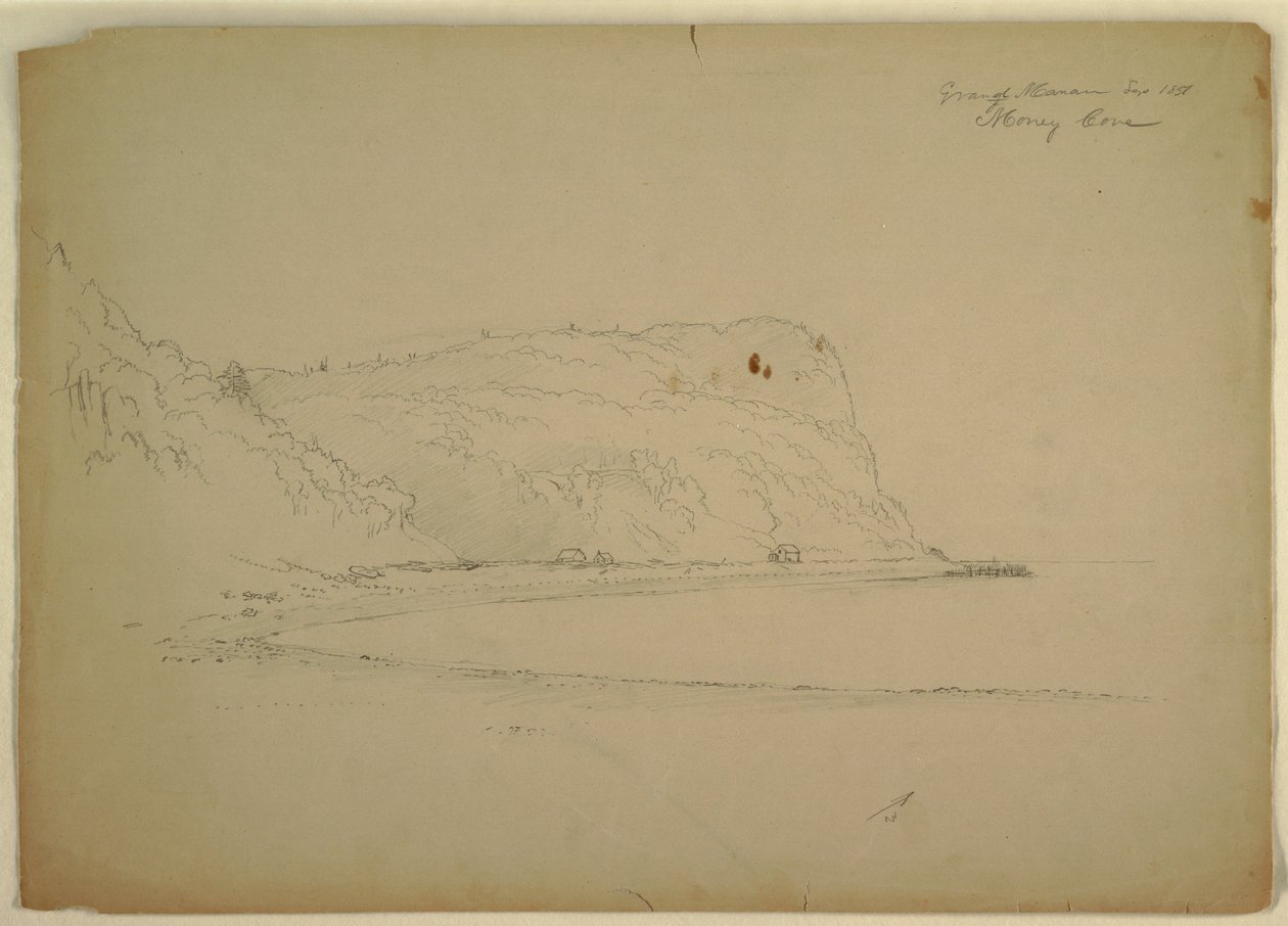 Desenho, "Caverna do Macaco", 1851 de Frederic Edwin Church
