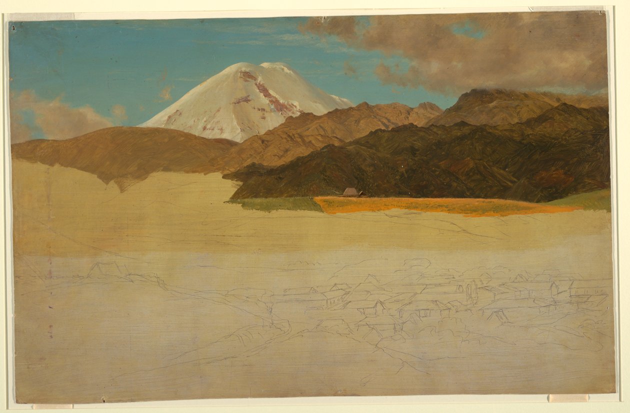 Desenho, Monte Chimborazo e Guaranda, Equador, maio ou junho de 1857 de Frederic Edwin Church