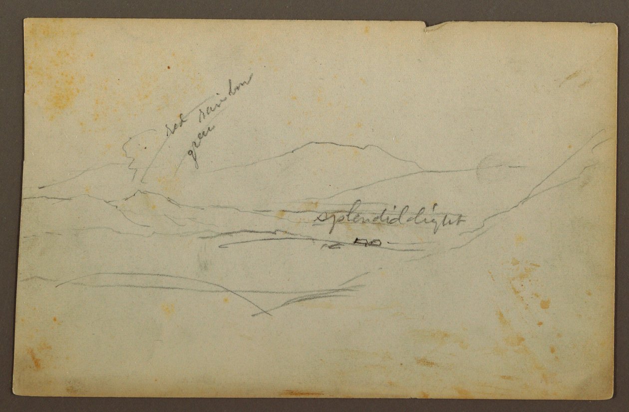 Desenho, Paisagem de montanha, Colômbia ou Equador, 1853 de Frederic Edwin Church